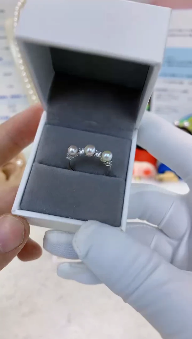 银S925镶嵌海水珍珠饰品设计款戒指