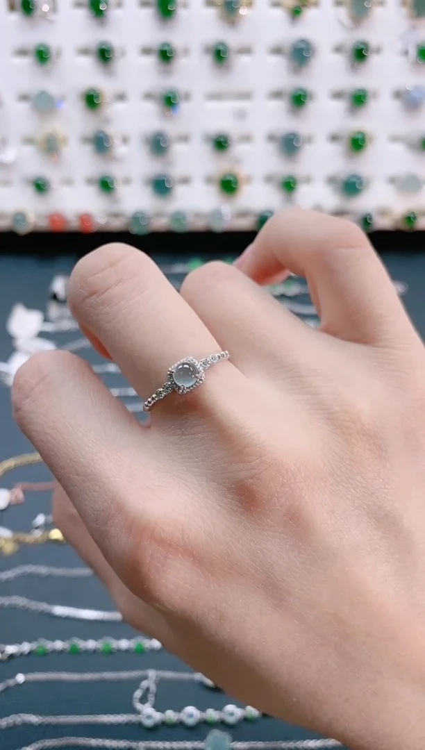 【闪购商品】翡翠戒指银S925镶嵌天然翡翠