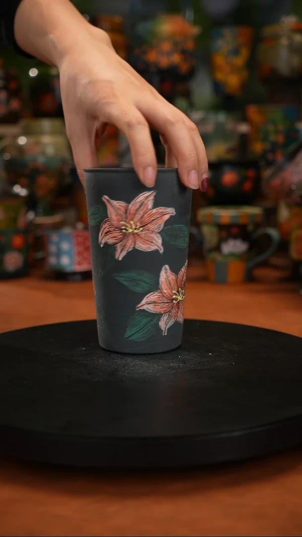 紫砂油画釉下彩手 绘