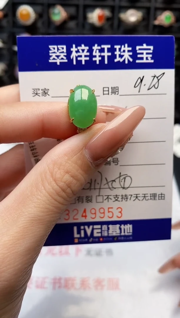 银S925镶嵌戒指翡翠9953