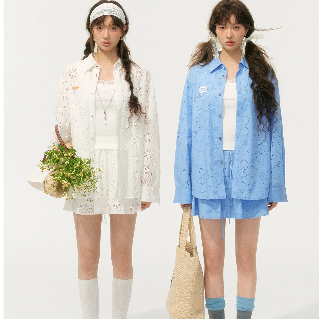 SOMESOWE【王雪糕专属】镂空花朵廓形衬衣-半裙