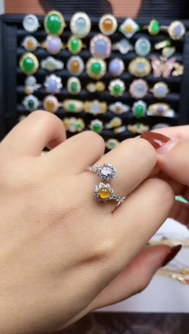 银S925镶嵌戒指翡翠302