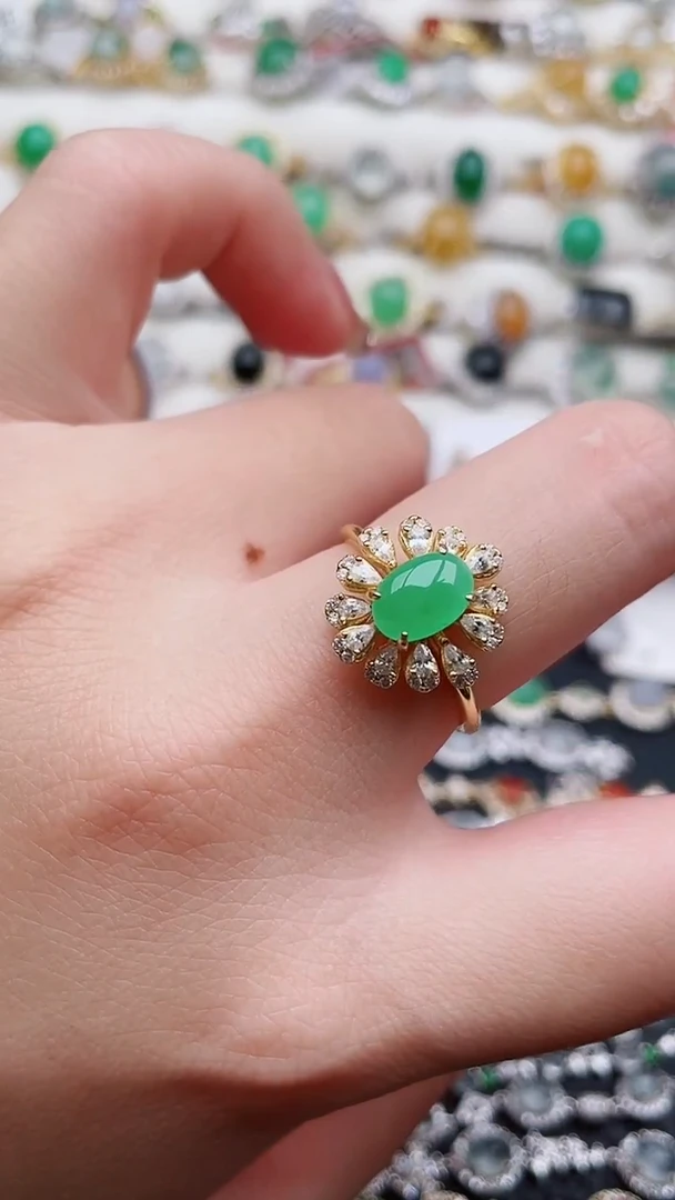 银S925镶嵌戒指翡翠121