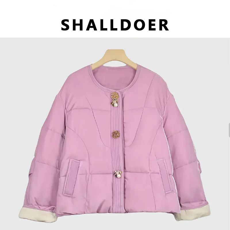 2025冬季新款时尚休闲简约设计款彩棉服外套女士款上档次保暖