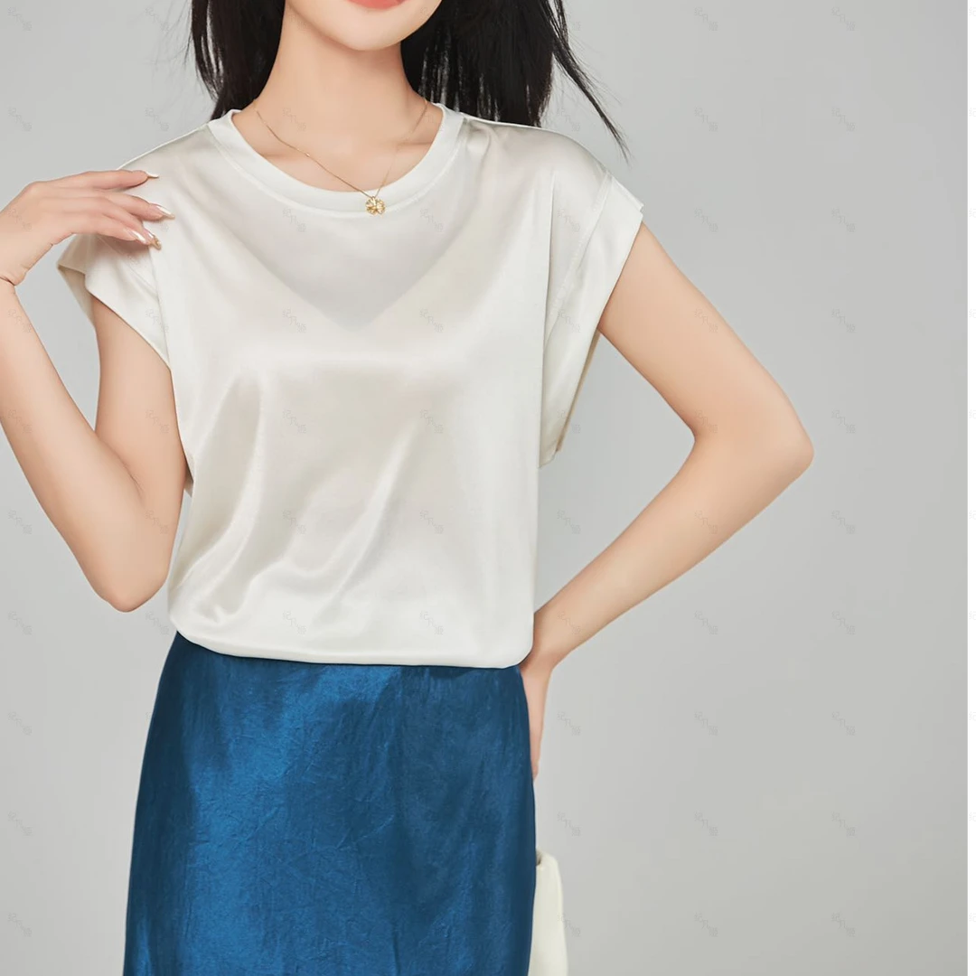 纪凡姬/24-067-设计感飞机袖夏季气质别致醋酸T恤女