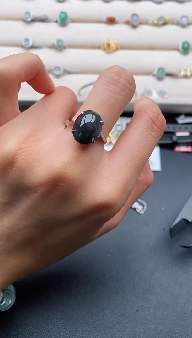 银S925镶嵌戒指翡翠2222222+8