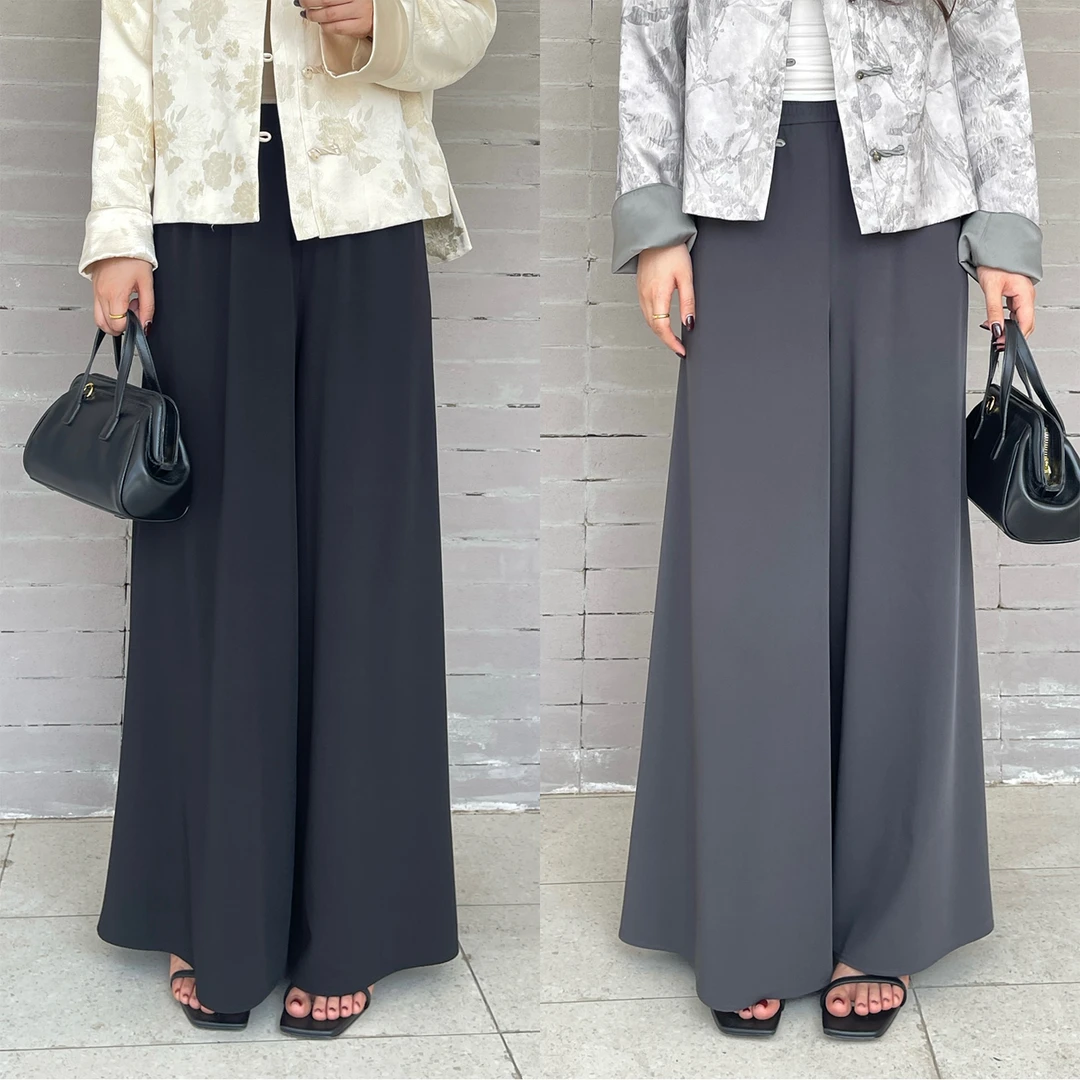 裂渡宣宣【秋雾纱】微胖大码女秋时尚显瘦垂感A字阔腿裙裤ZY507R43