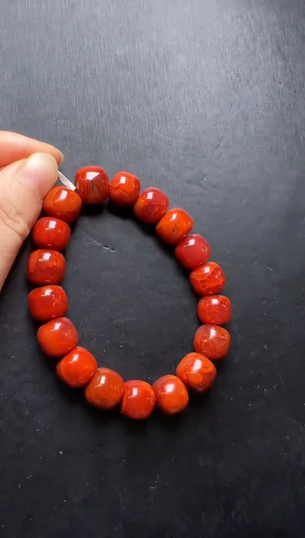 未镶嵌手串南红玛瑙精品瓦西料南红老型手串13m+    JP52660