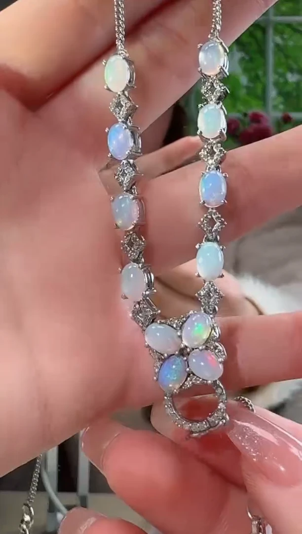 未镶嵌欧泊套链天然欧泊套链