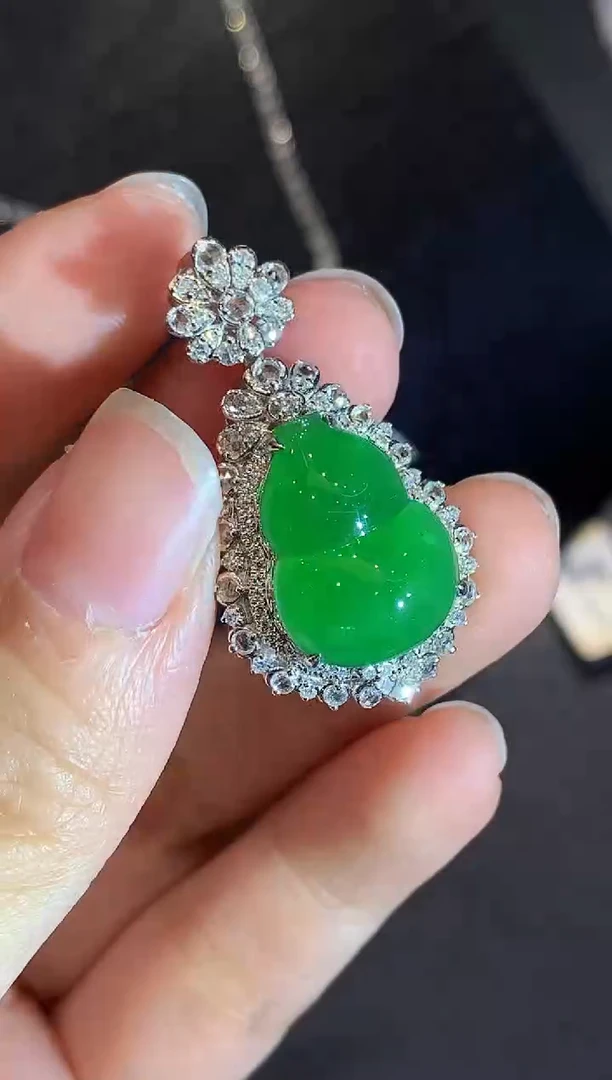 翡翠18K金镶嵌吊坠(不含链)CY多样性发其一