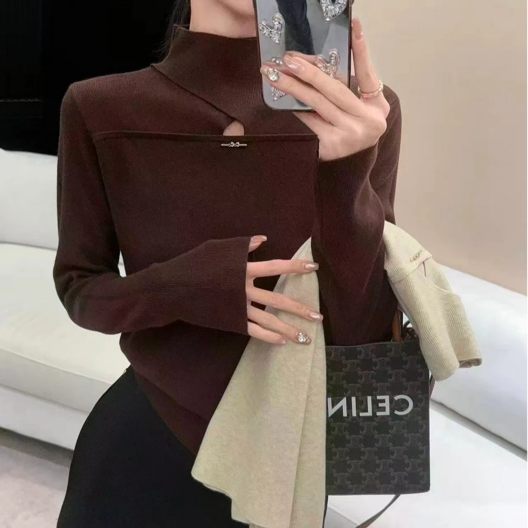 8960 安迪绒交叉中领上衣针织打底衫