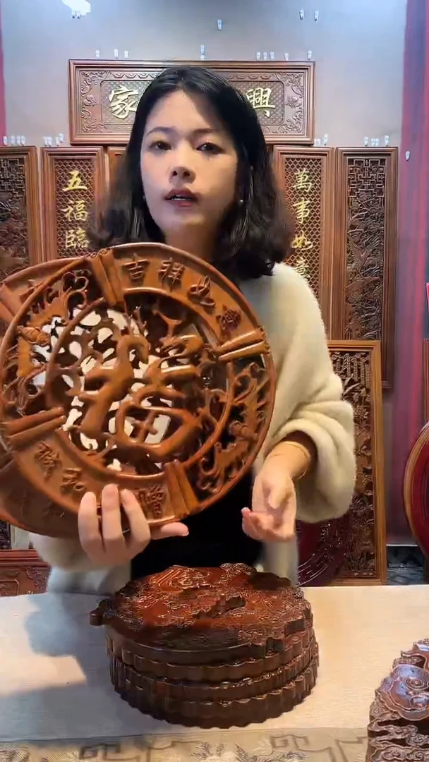 香樟木木雕款香樟木27吉祥如意微瑕挂件两个