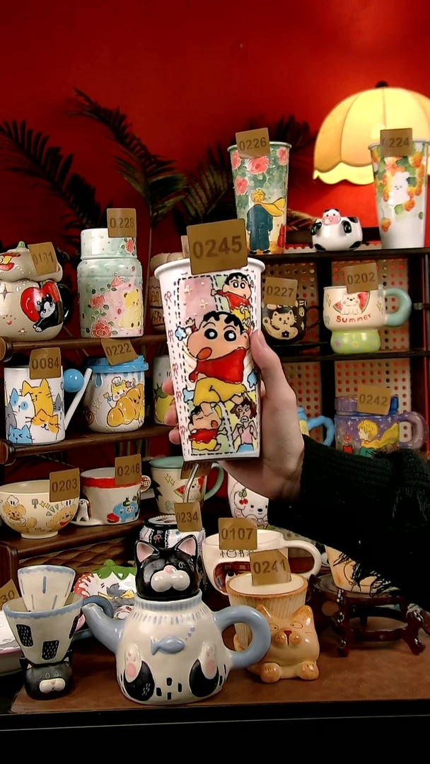 DIY景德镇陶瓷手工创意卡通风蜡笔小新大号可乐杯