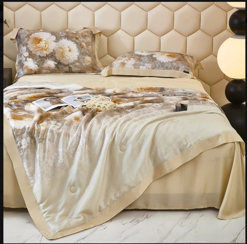 【凡镕甄选】高端超柔亲肤天丝夏被四件套-花想容/芙蓉