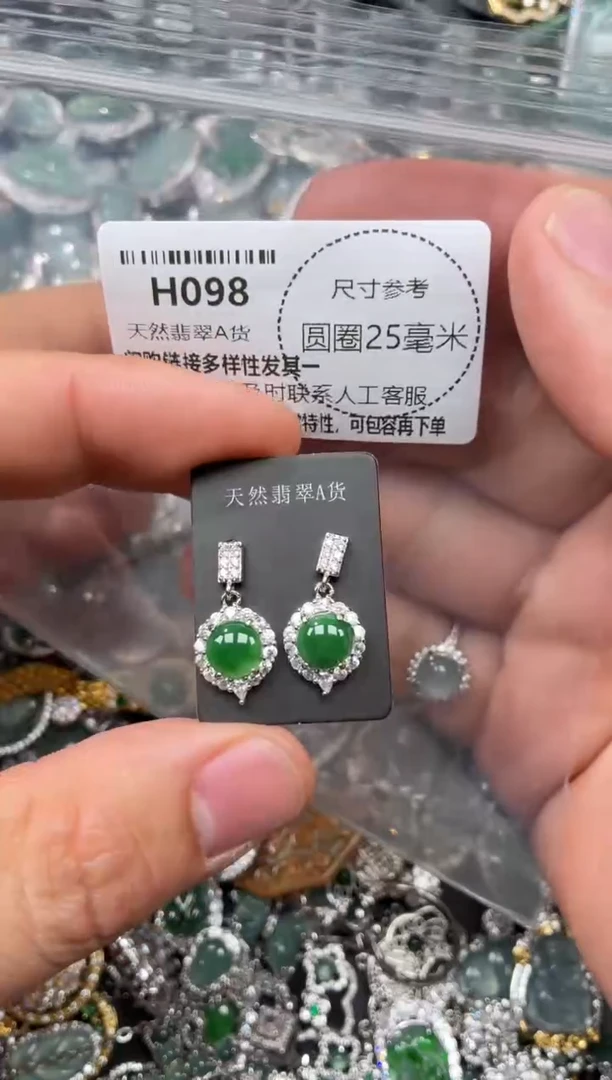 翡翠未镶嵌颈饰H098耳钉