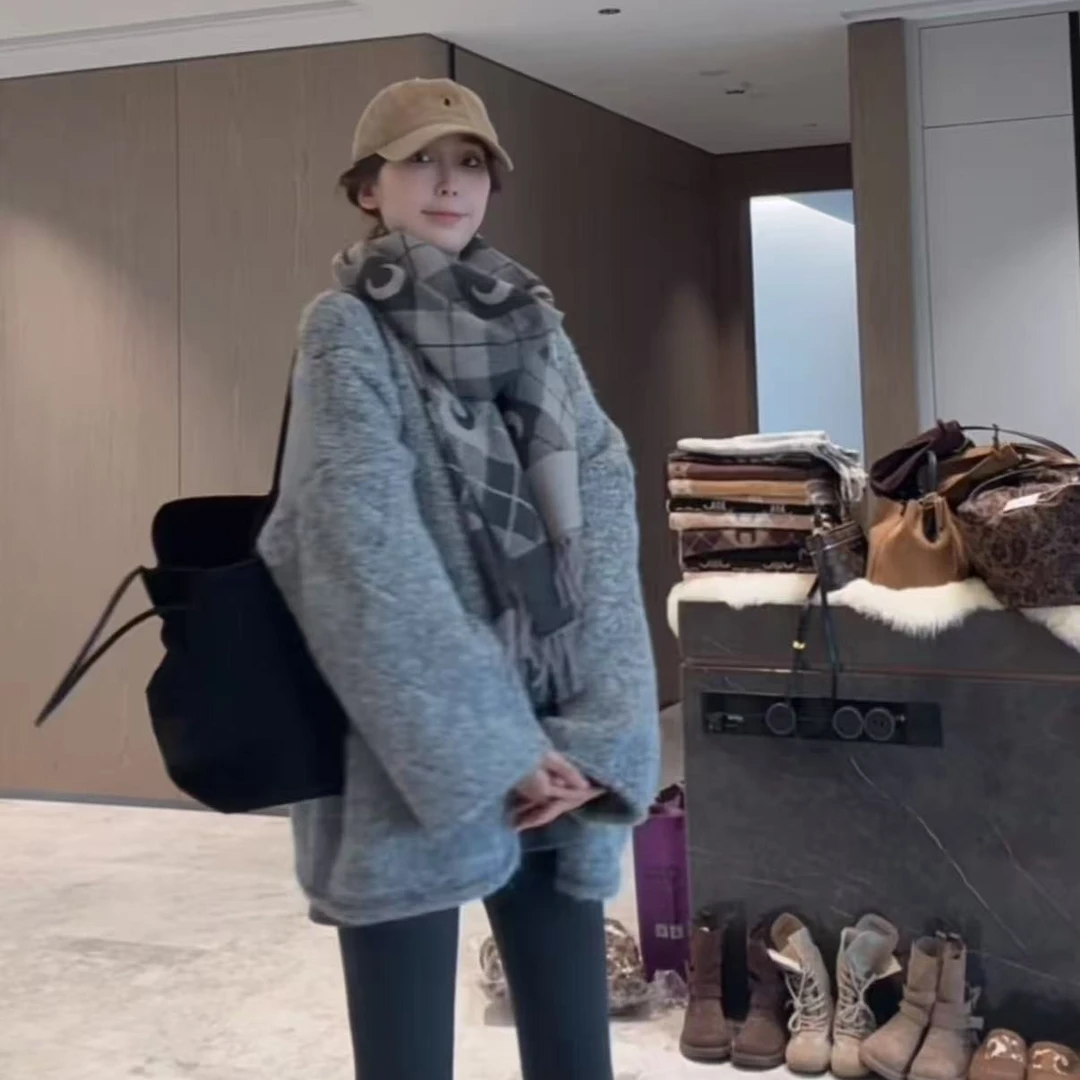 徐靖靖【冬日限定】针织开衫有口袋慵懒感百搭厚款毛衣外套2509100