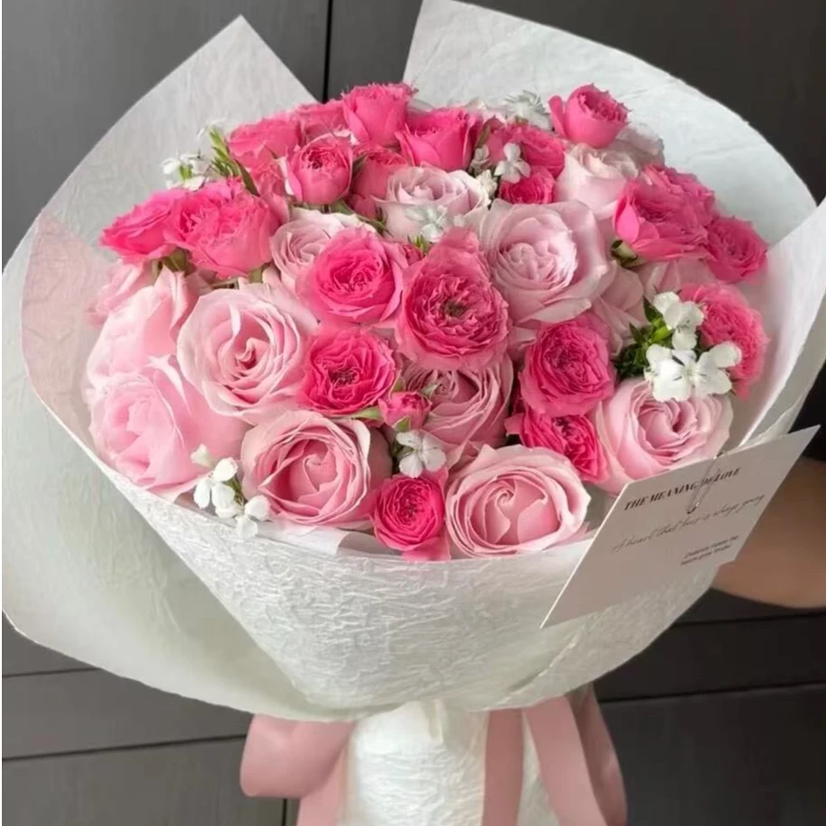 情人节花束送爱人送老婆苏菲宝贝混搭粉色系玫瑰 19枝 同城鲜花配送小时达送闺蜜爱人