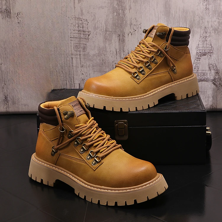 卡汐沐『精选』力荐！男鞋新款韩版高帮马丁靴潮流时尚厚底百搭皮靴