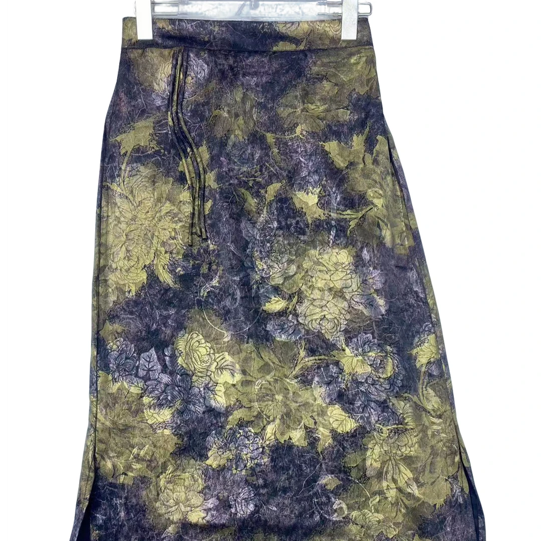 新中式烫金半身裙裹裙显瘦遮肉半裙2024早秋款国风复古直筒裙172