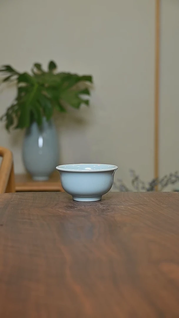 天青釉 手拉 压手杯 朱晓辉作品 100ml