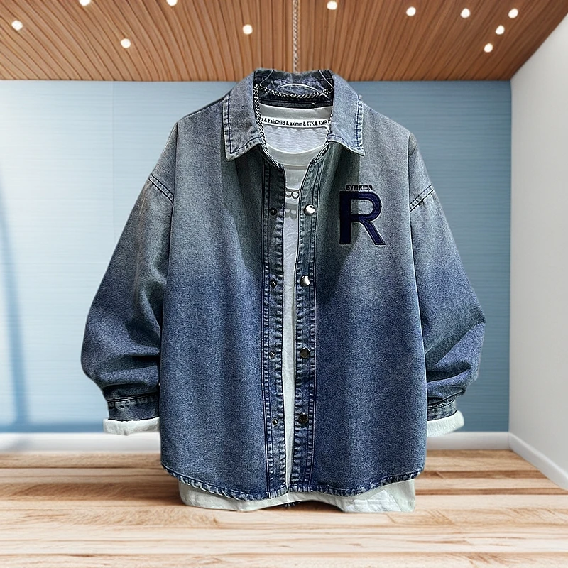 潮酷痞帅男童牛仔外套春秋款儿童夹克衫潮酷百搭上衣中大童牛仔衣