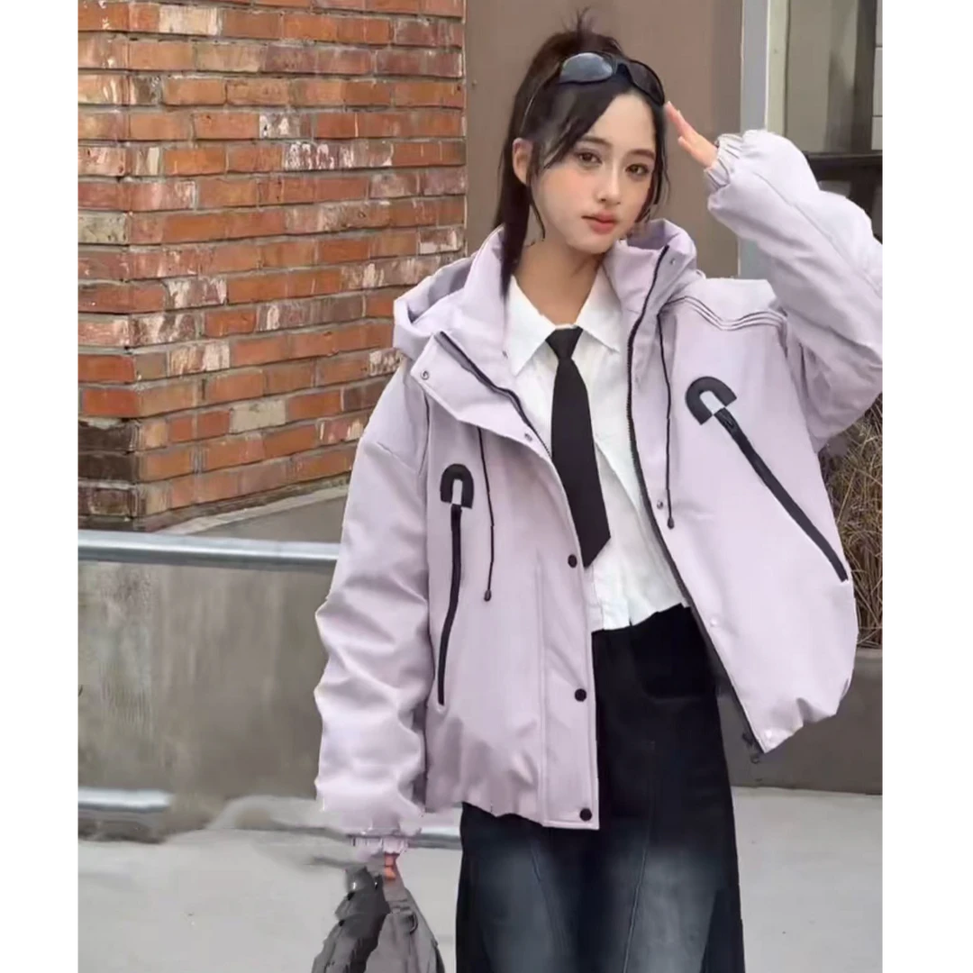 女童秋冬新款棉服连帽休闲中大女童百搭洋气外套夹棉上衣