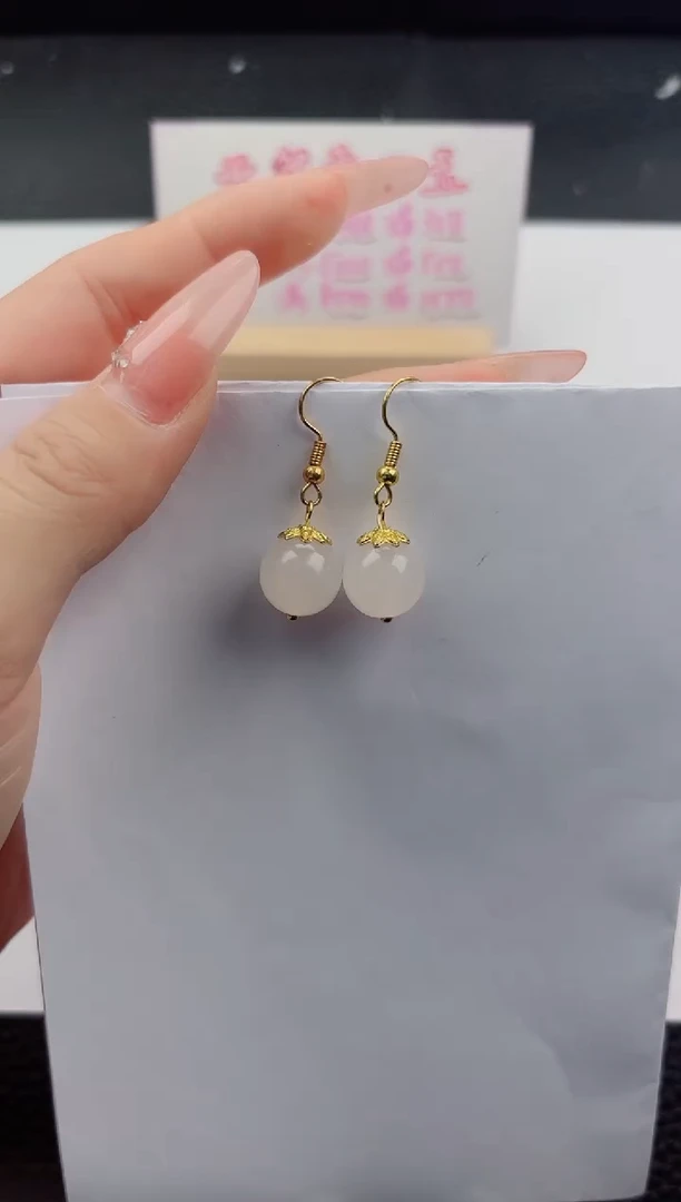 未镶嵌石英质玉耳坠嗨购微色差T粉