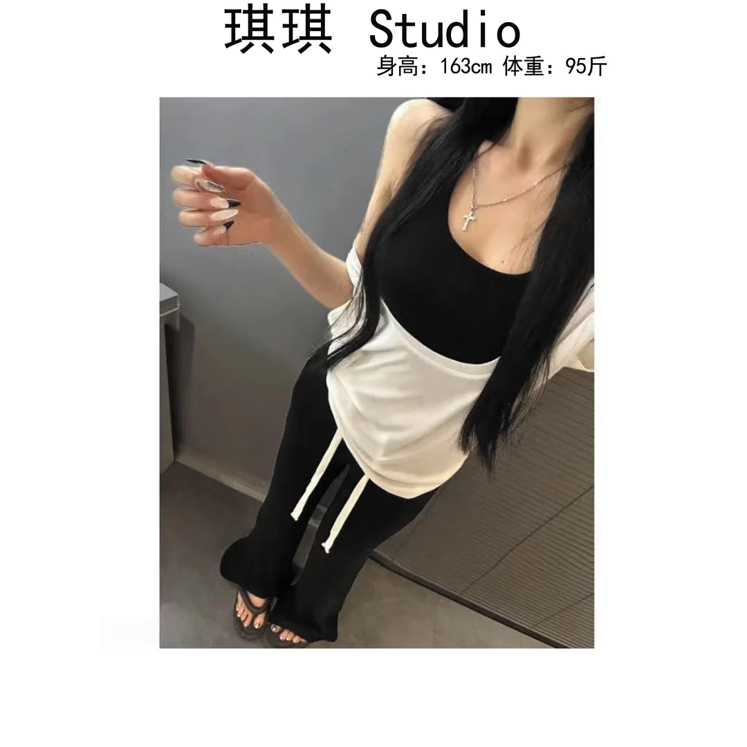 《琪琪家》夏季新款轻奢高级感显瘦减龄气质短袖休闲裤两件套6271-Y