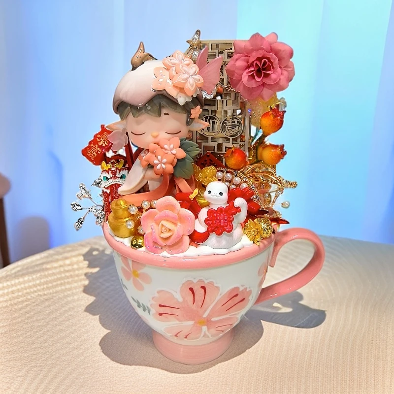 可爱女孩创意手工DIY杯子定制奶油胶陶瓷摆件【成成主播代开】下午