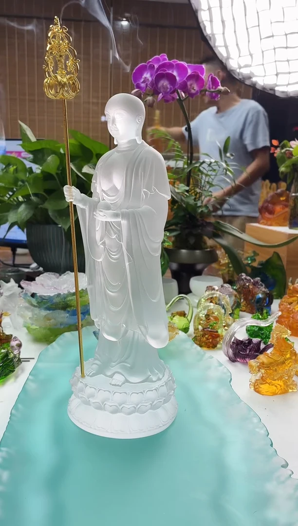 手工艺品琉璃白色地藏菩萨29公分