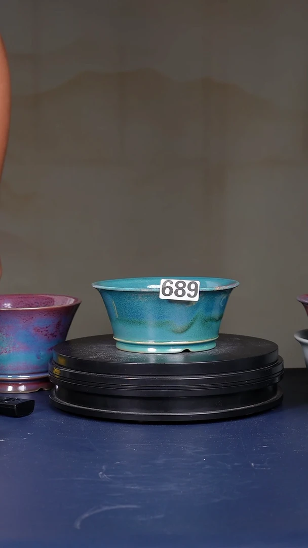 其他氪689号微微暇福利钧瓷青绿广口盆