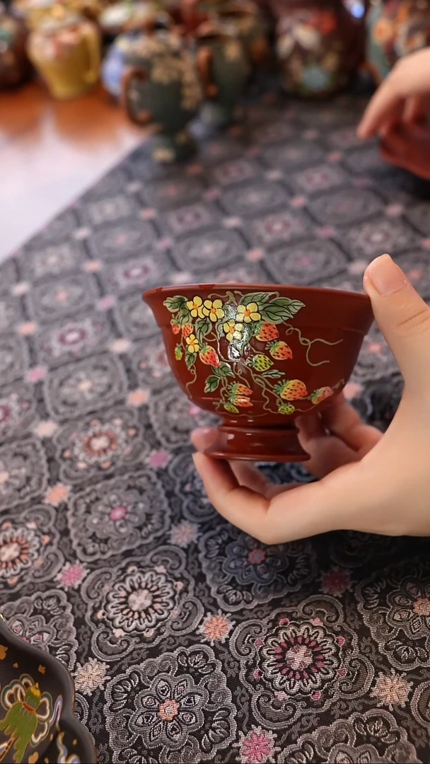 茶壶紫砂大红袍草莓杯