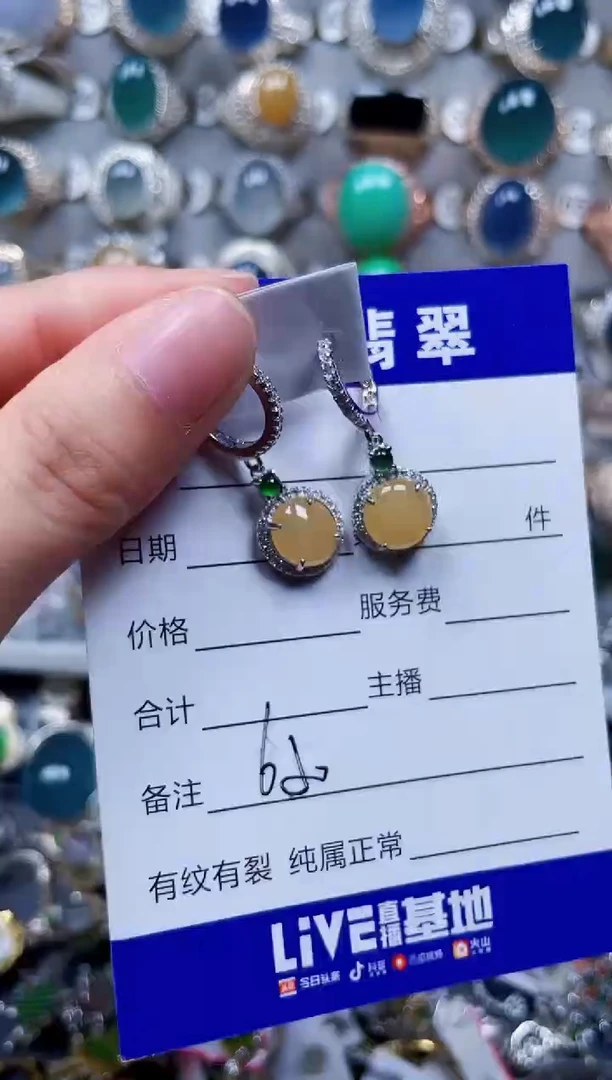 银S925镶嵌翡翠耳饰650
