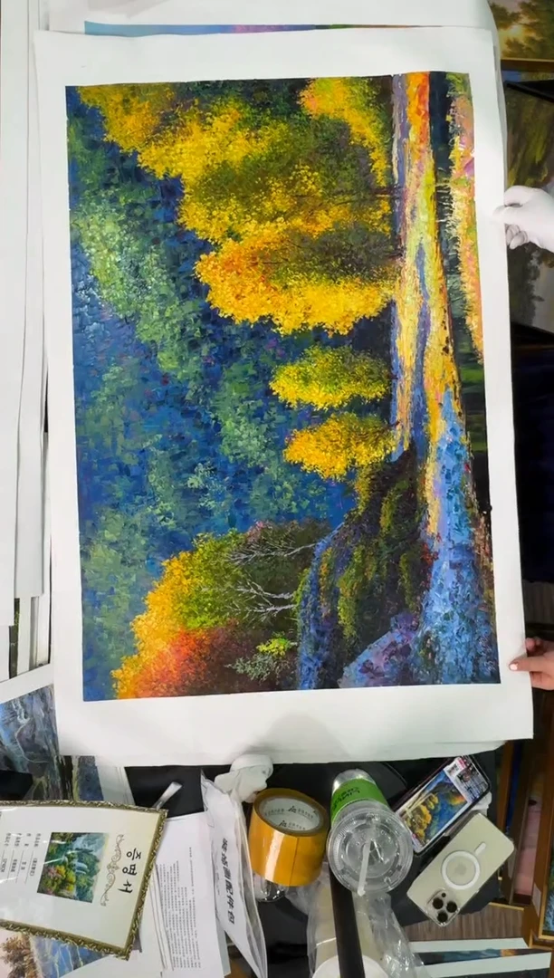 油画【特价画芯】朝鲜画家原创手绘油画作品90*60cm