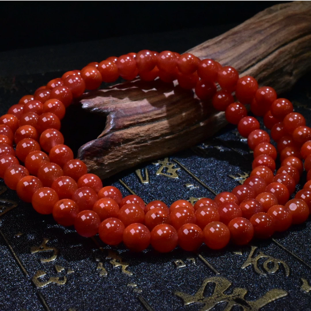 （一九珠宝）（清仓专用）卡8mm南红瓦西火焰长链  H169-1