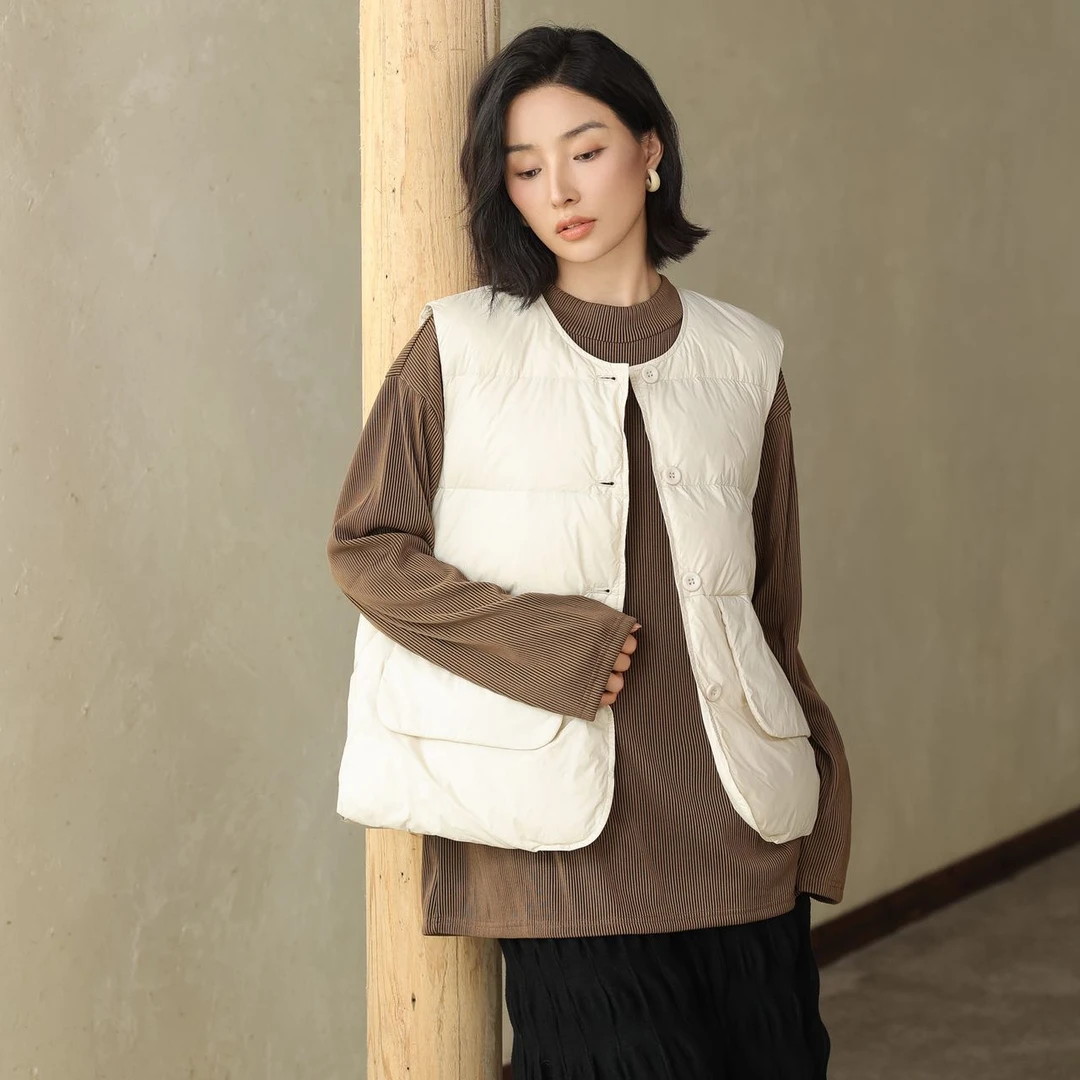 【大象口袋】小众设计简约百搭羽绒服马甲轻薄背心8813