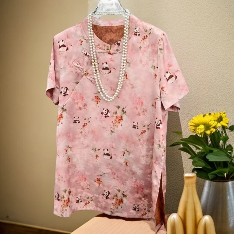 658【奥黛短袖】2025国风新中式夏季时尚洋气中长款女式上衣