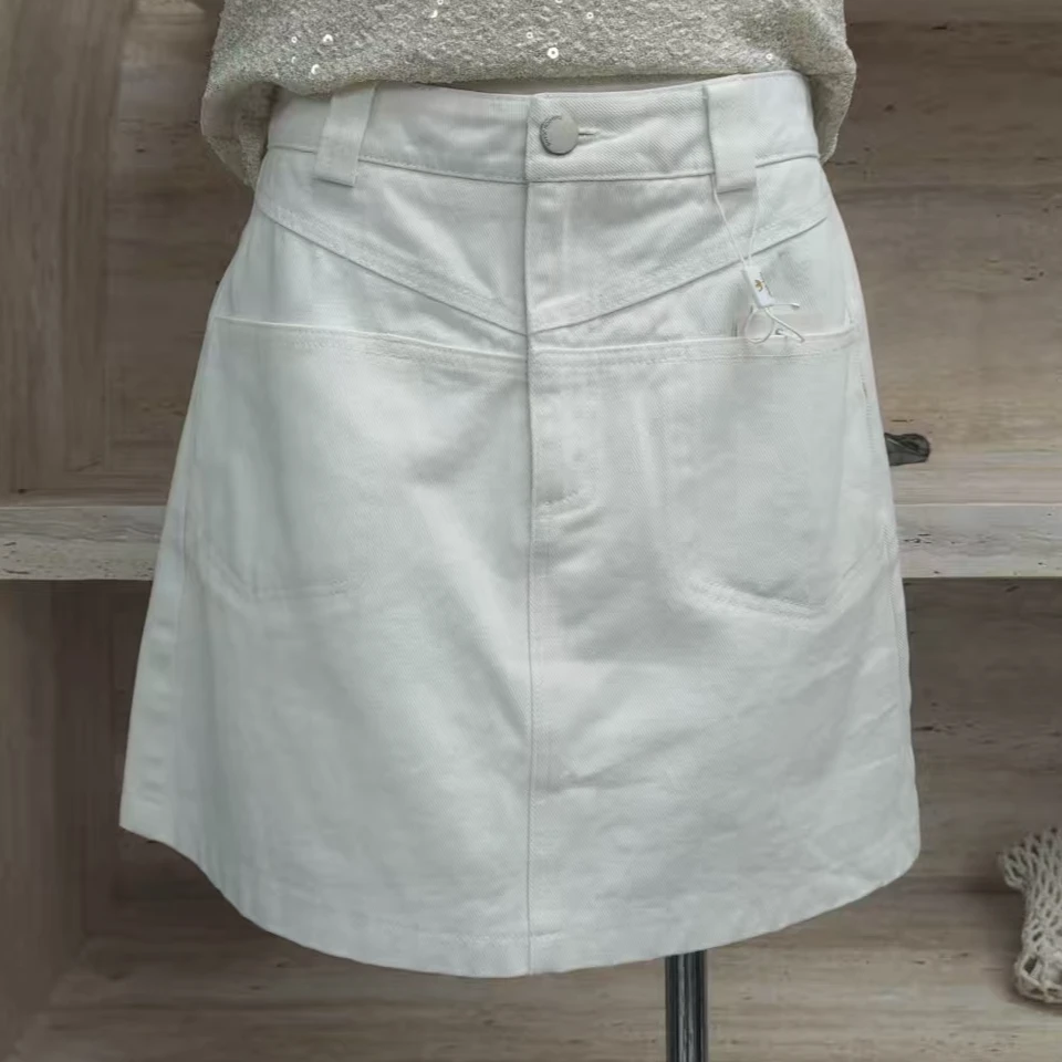 半身裙薄款纯色百搭白色短裙夏季时尚高腰休闲
