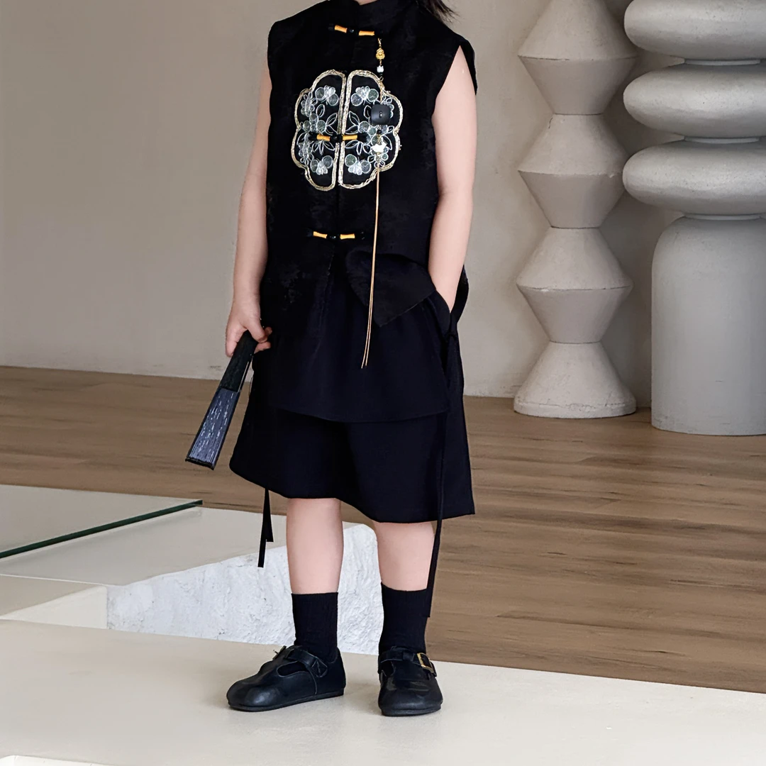 2025上新季蝶恋花系列无袖立领马甲套装高定设计师系列25492