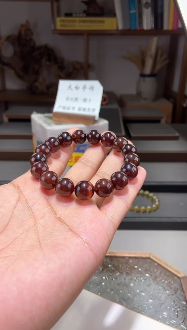琥珀颈饰未镶嵌12+墨棕手串