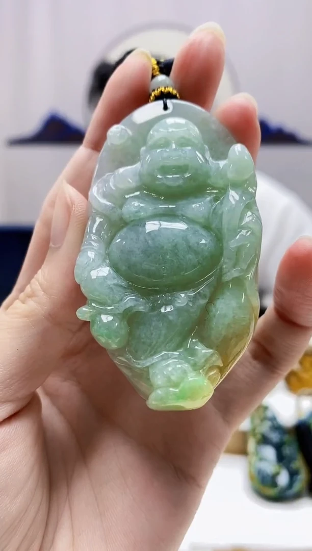 定制翡翠未镶嵌5060zm-毛货挂件佛公19