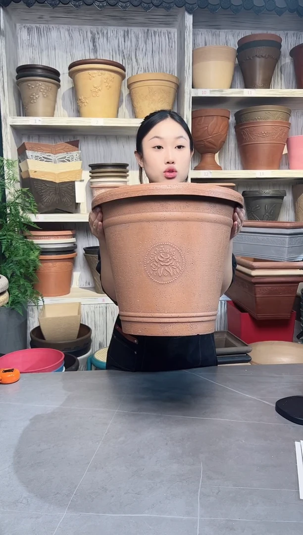 38*33手工浮雕纹理大花盆外贸尾单