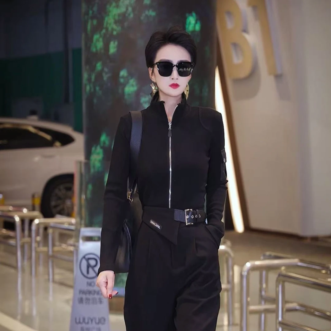 （萱萱严选）修身立领拉链开衫