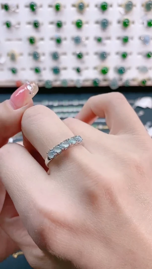 【闪购商品】翡翠戒指银S925镶嵌天然翡翠