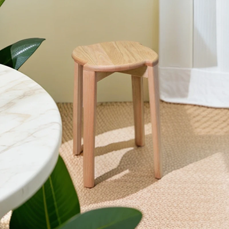 白腊木45CM高凳子旋风形叠叠凳创意家用木质实木客厅餐桌凳北欧