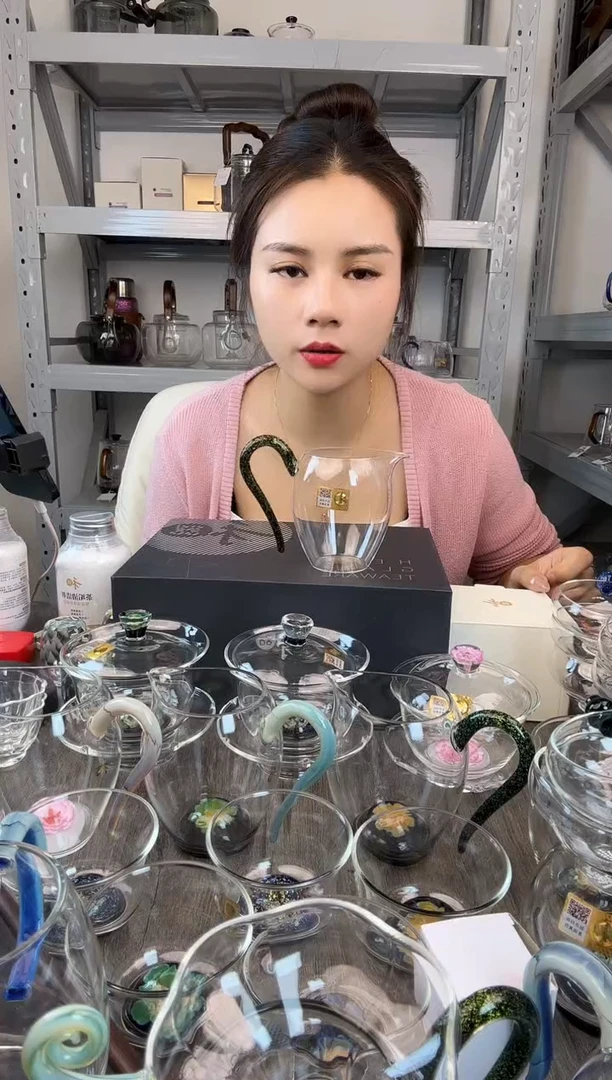 水晶玻璃无盖款土*鹿禾器 黑金怡然公道杯 普通盒