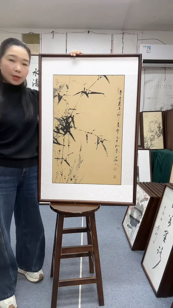 国画尺寸63*93实木画框京东包邮手绘