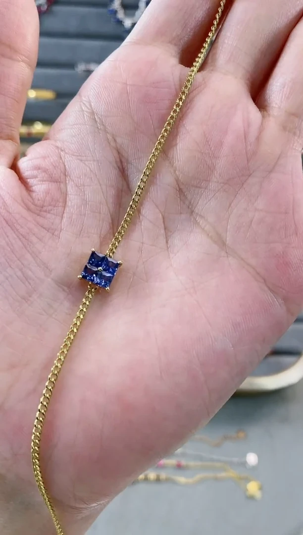 手链蓝宝石18K金镶嵌1