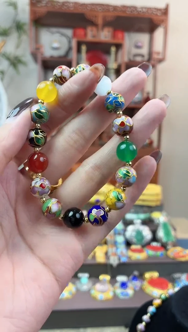 非遗手工景泰蓝手串1.0多宝色五