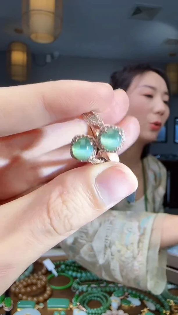 银S925镶嵌戒指和田玉1